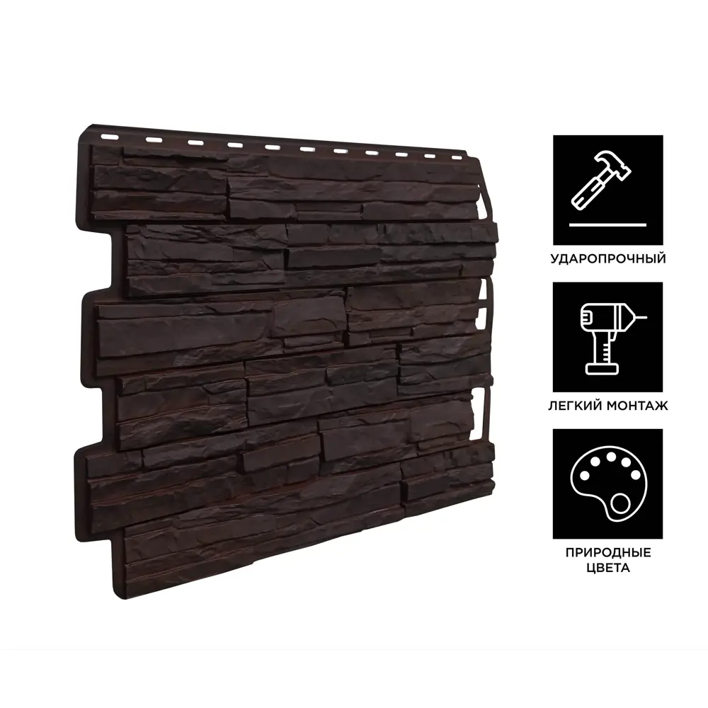 89355941 Панель фасадная полипропилен Fineber Скол 595x795 мм цвет темно-коричневый STLM-1017228 - Вид №3