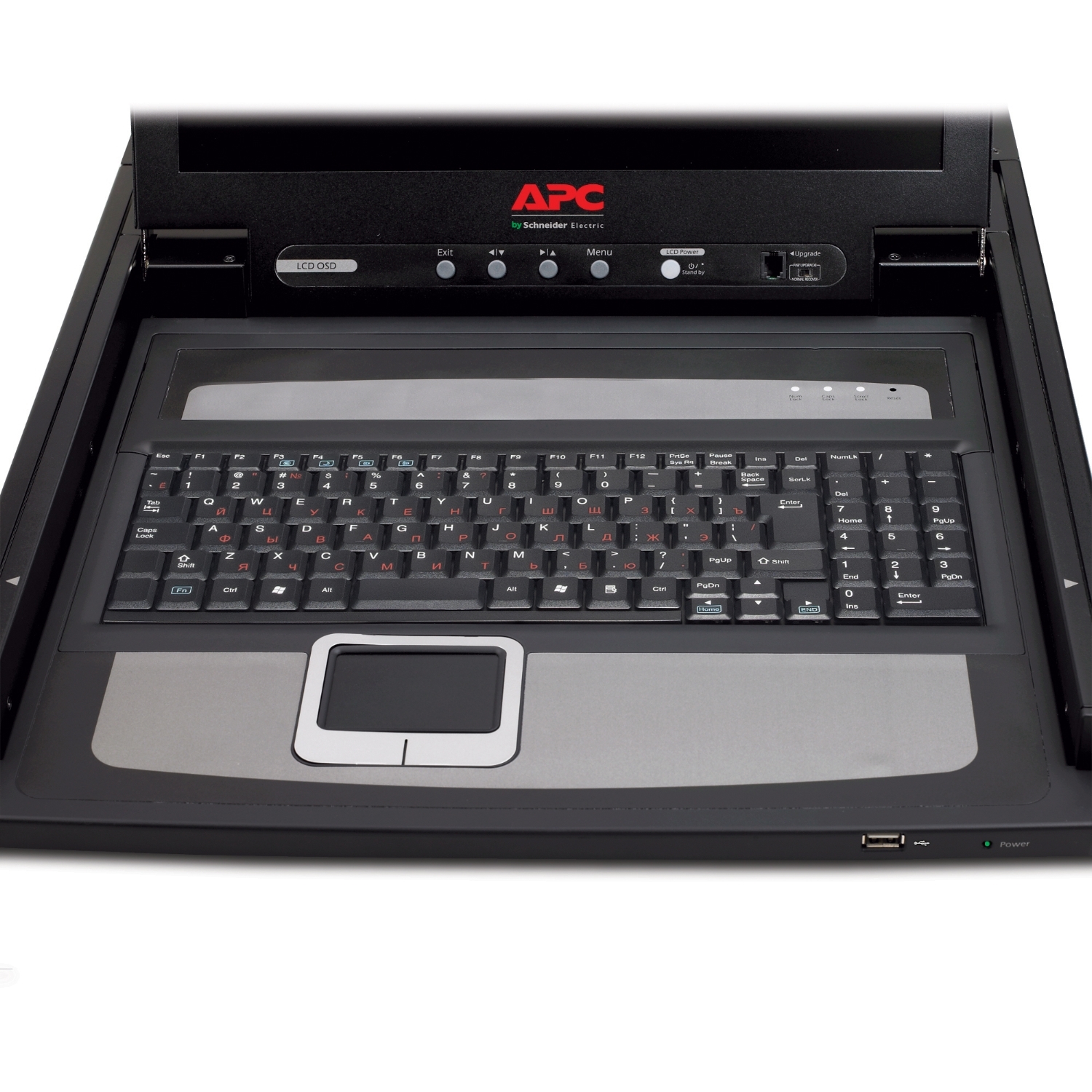 AP5717R Стоечная интегрированная KVM консоль (17" ЖК монитор, клавиатура, мышь), русская раскладка Schneider Electric 