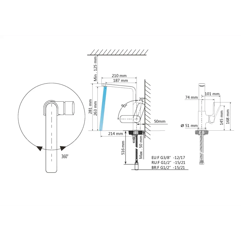Кухонный смеситель DELINIA Remix черный с высоким изливом 82063094 STLM-0018540 - Вид №11