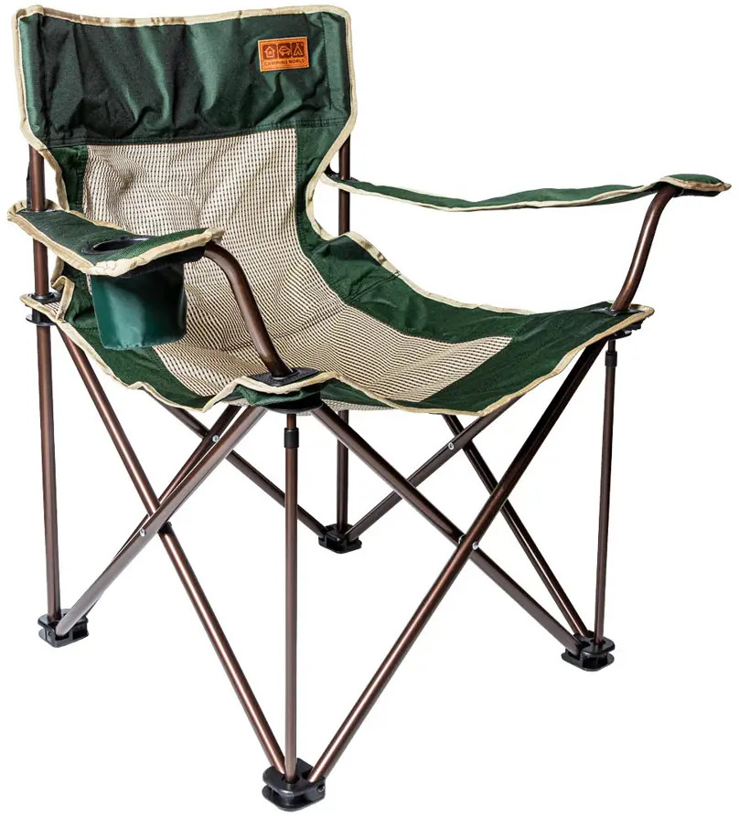 90387887 Кресло складное FT-002 Camping World Villager S с подстаканником 56x82 см до 120 кг зеленое STLM-0209816