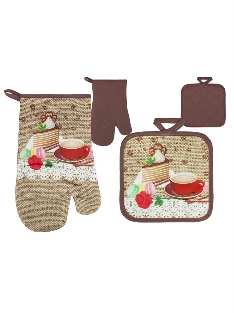 91731598 Прихватка и варежка Soavita kitchen Франция-2 рогожка коричневый STLM-0869002