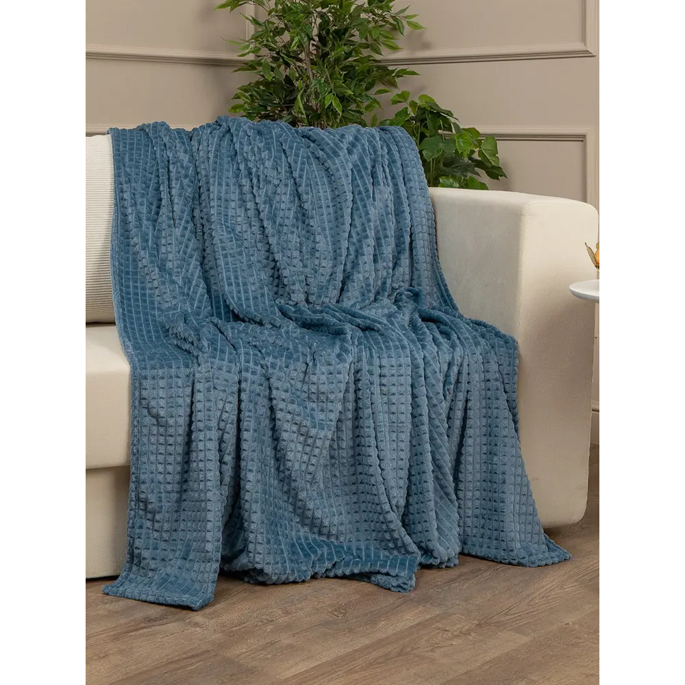 Плед Кубики 200x220 см фланель цвет синий 89449320 STLM-2201505 TEXREPUBLIC - Вид №4