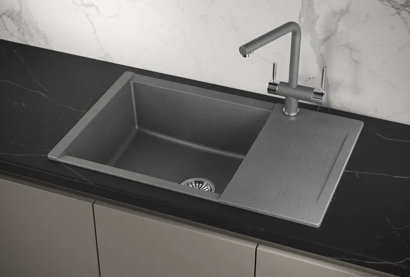 ES-7807, ГРАФИТ, кухонная мойка, кварц, ESTETICA