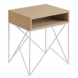 Прикроватная тумбочка дизайнерская светлый дуб с белым Prince INTELLIGENT DESIGN  260977 Бежевый;дуб сонома