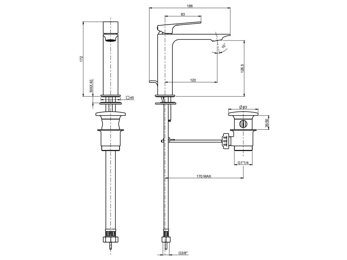 Однорычажный смеситель для раковины с раковиной Rubinetterie Frattini Narciso ARCH-00094169 - Вид №10