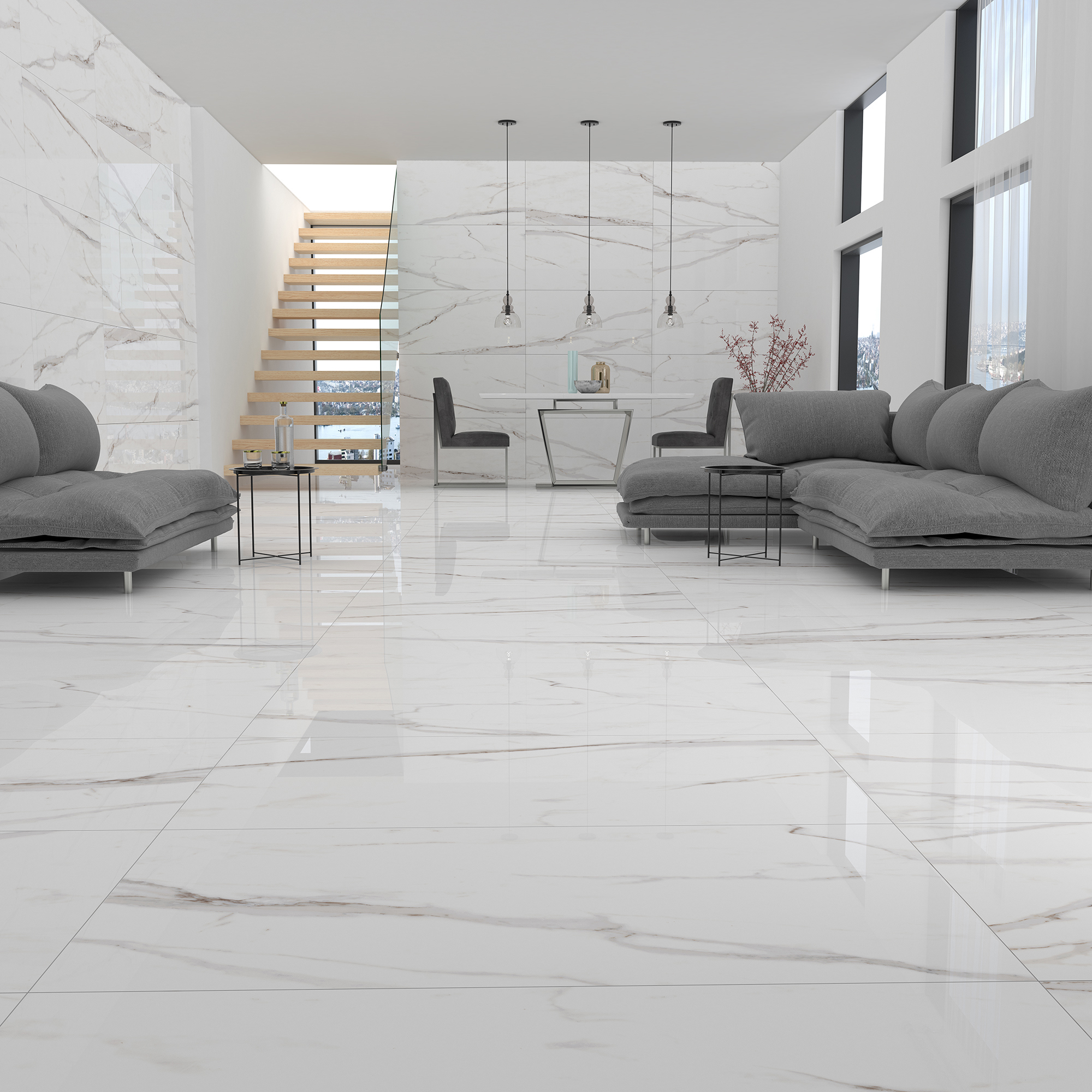 90475162 Керамогранит Calacatta White Rec Full Lap 60x120х0.9 см 1.44 м², цена за упаковку STLM-0242784 BIEN