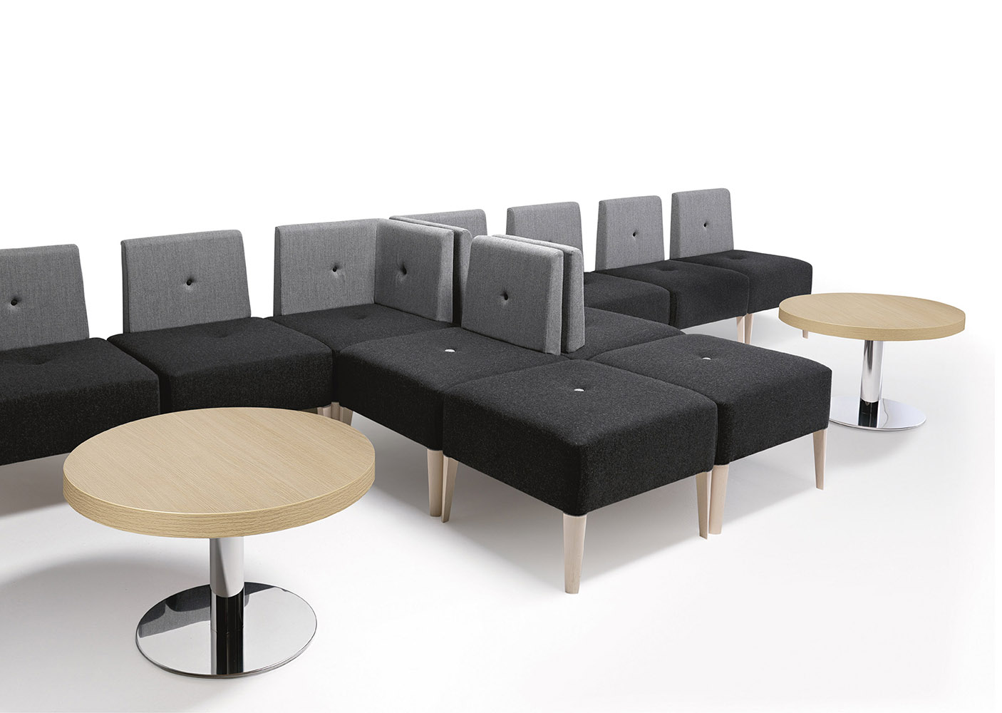 Punto 227 Модульная система сидений, линейные сиденья с деревянным каркасом из бука, 4 ножки. Сиденье и спинка мягкие. Линейный модуль. Et al. Punto - Вид №1