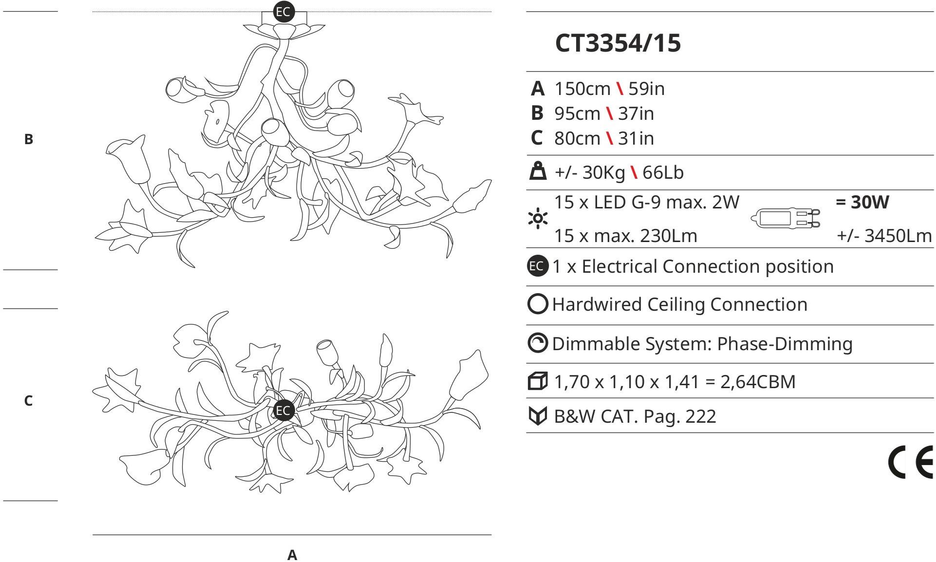 Serip Бронзовый потолочный светильник ручной работы Bouquet Ct3354/15 - Вид №1