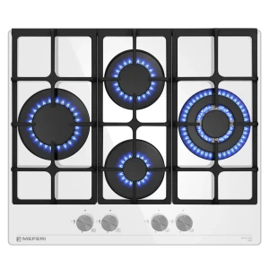 91926074 Газовая варочная панель Meferi MGH604WH GLASS ULTRA 60 см 4 конфорки цвет белый STLM-1408643