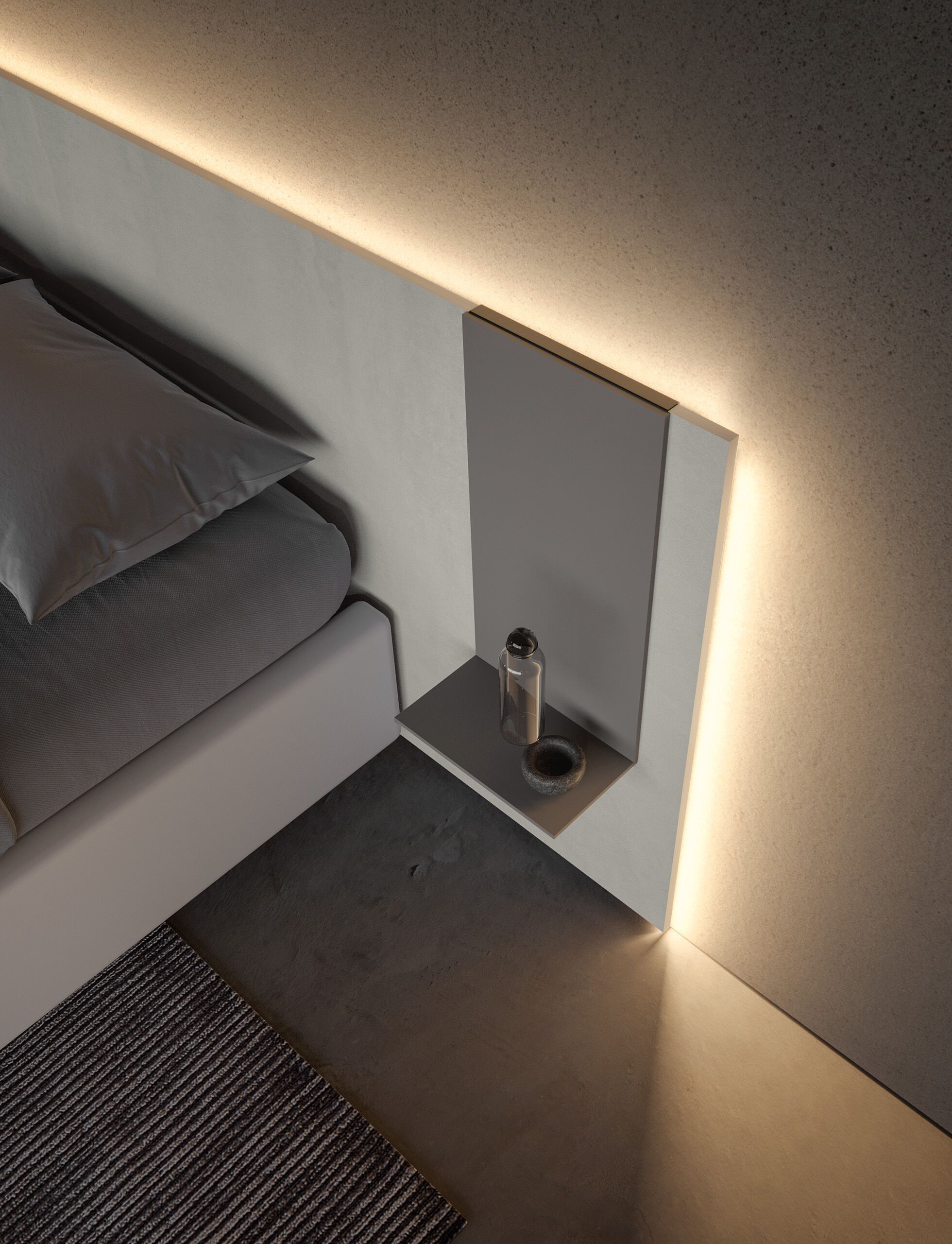 Деревянная двуспальная кровать со встроенным освещением Adok ARCH-00007776