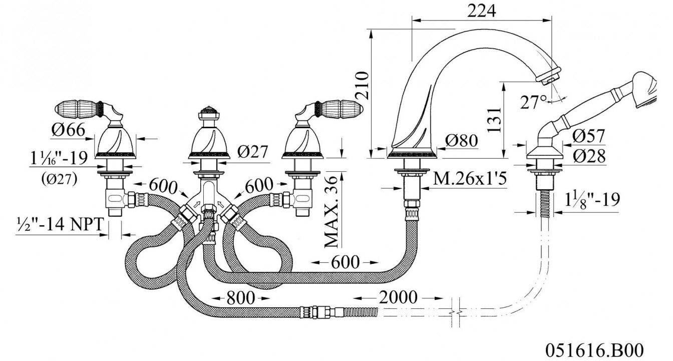Bronces Mestre Комплект для ванны с 5 отверстиями, украшенный кристаллами swarovski® Oman sun-id-1358857 - Вид №1
