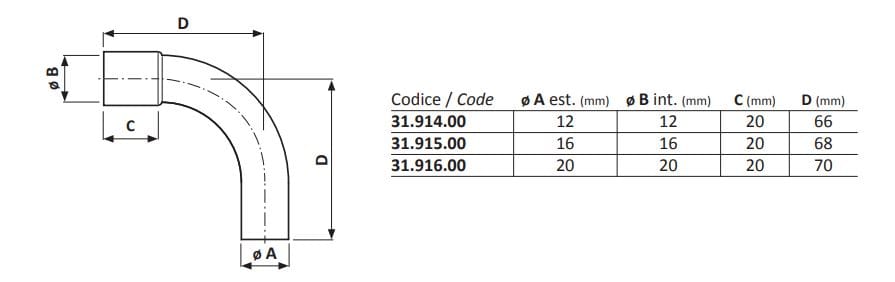 Кривая 90° GI Gambarelli ARCH-00046123 - Вид №2