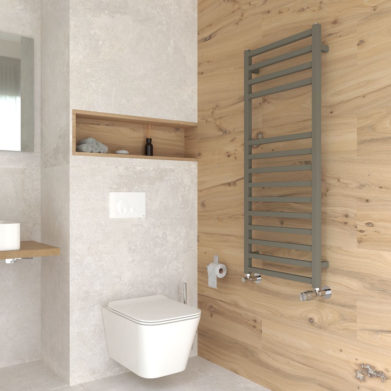 Настенный стальной полотенцесушитель с горячей водой Ercos Square ARCH-00113034 - Вид №5