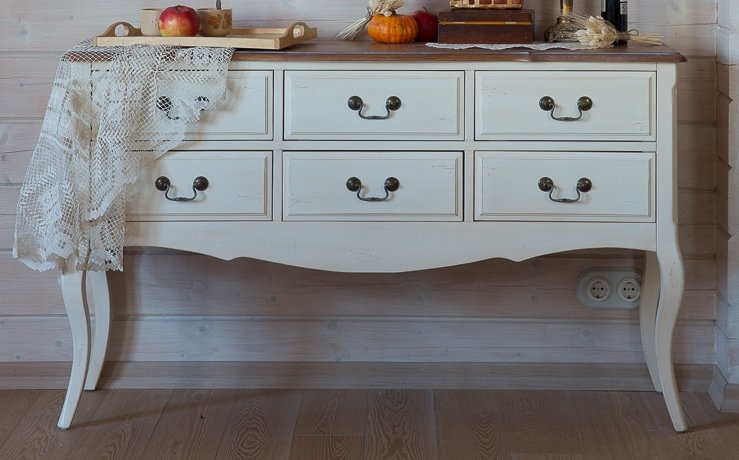 Консоль белая с 6 ящиками Mobilier de Maison ДОМАШНЯЯ ОБСТАНОВКА MOBILIER DE MAISON, ПОД СТАРИНУ 017242 Белый Santreyd  - Вид №9