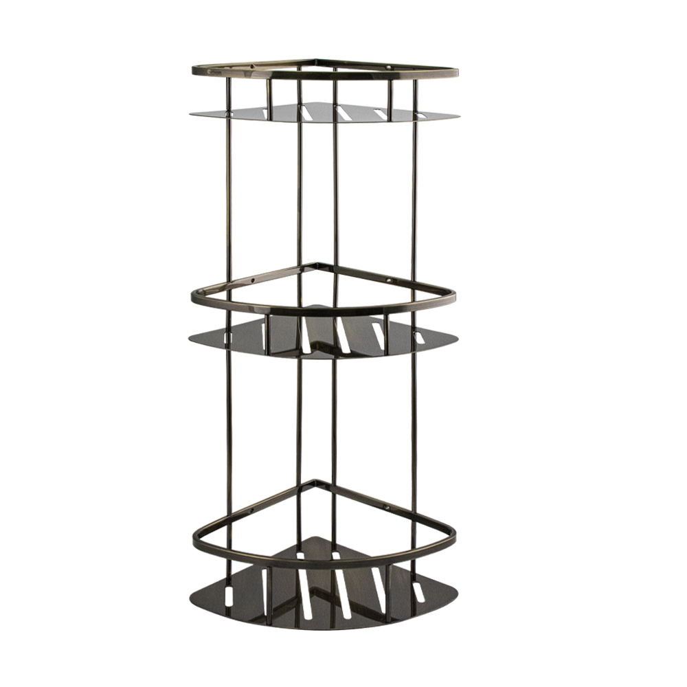 GFmark - Полочка угловая, овальная, с литым дном, тройная, 22 см - БРОНЗА, код: 77357  - Вид №3