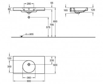 123291000 Подвесная раковина настенная прямоугольная Keramag  - Вид №1