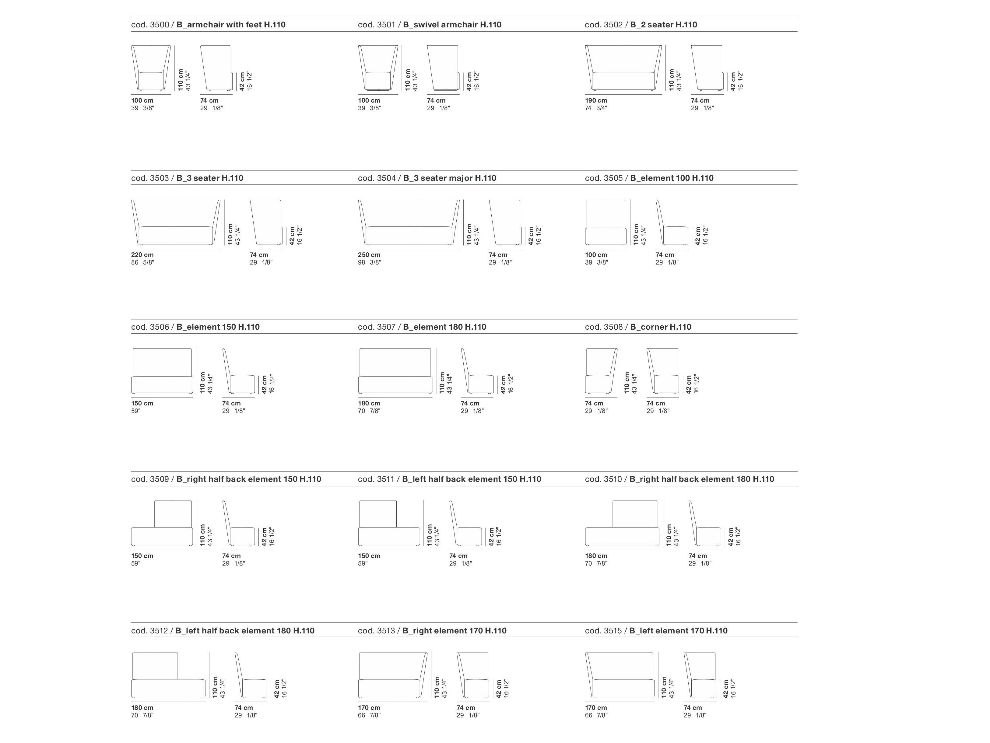 Модульный диван для контракта La Cividina велюр ARCH-00144362 - Вид №11