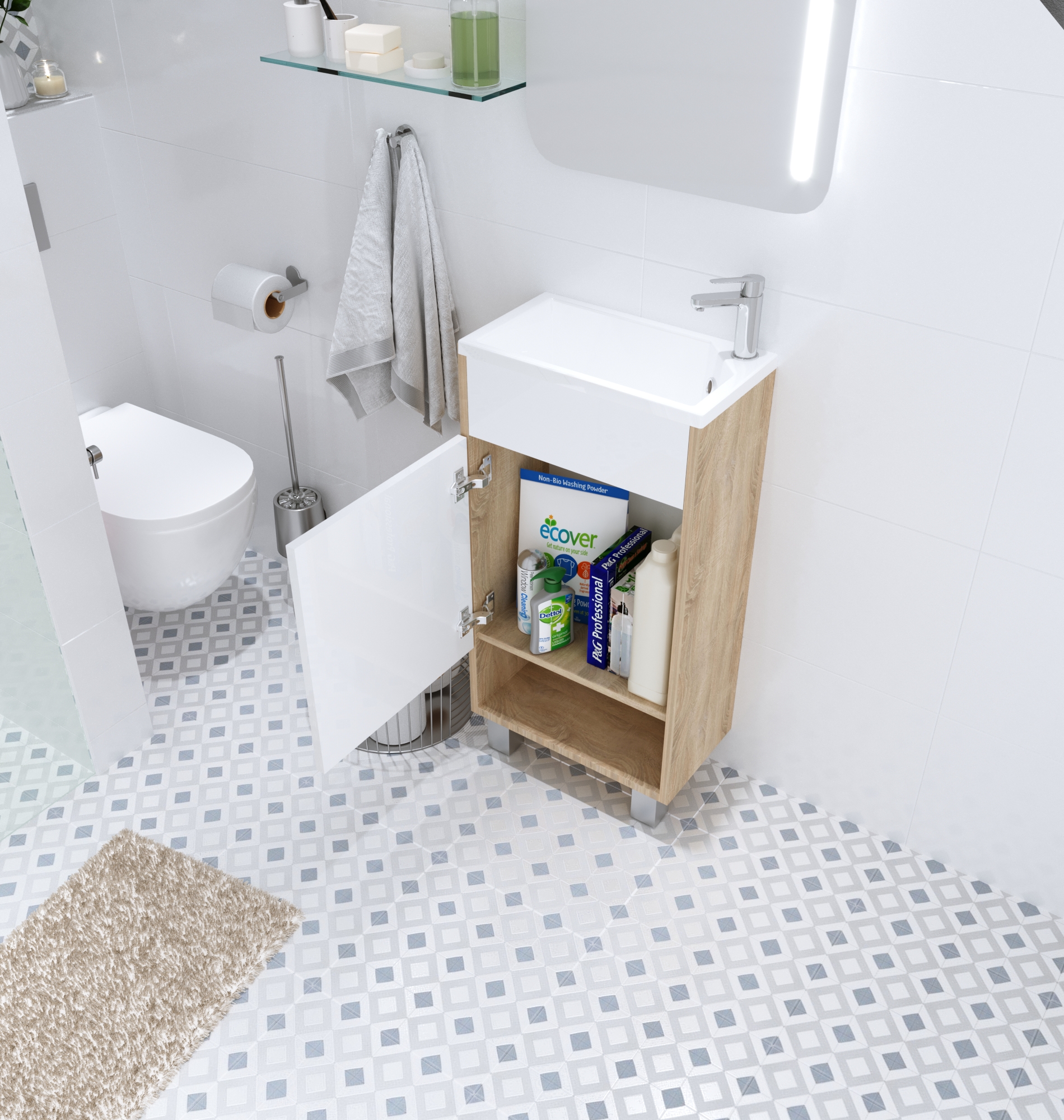 У85922 Тумба с раковиной Lira 40Н 1д. Дуб Сонома 1 Marka Lira - Вид №2