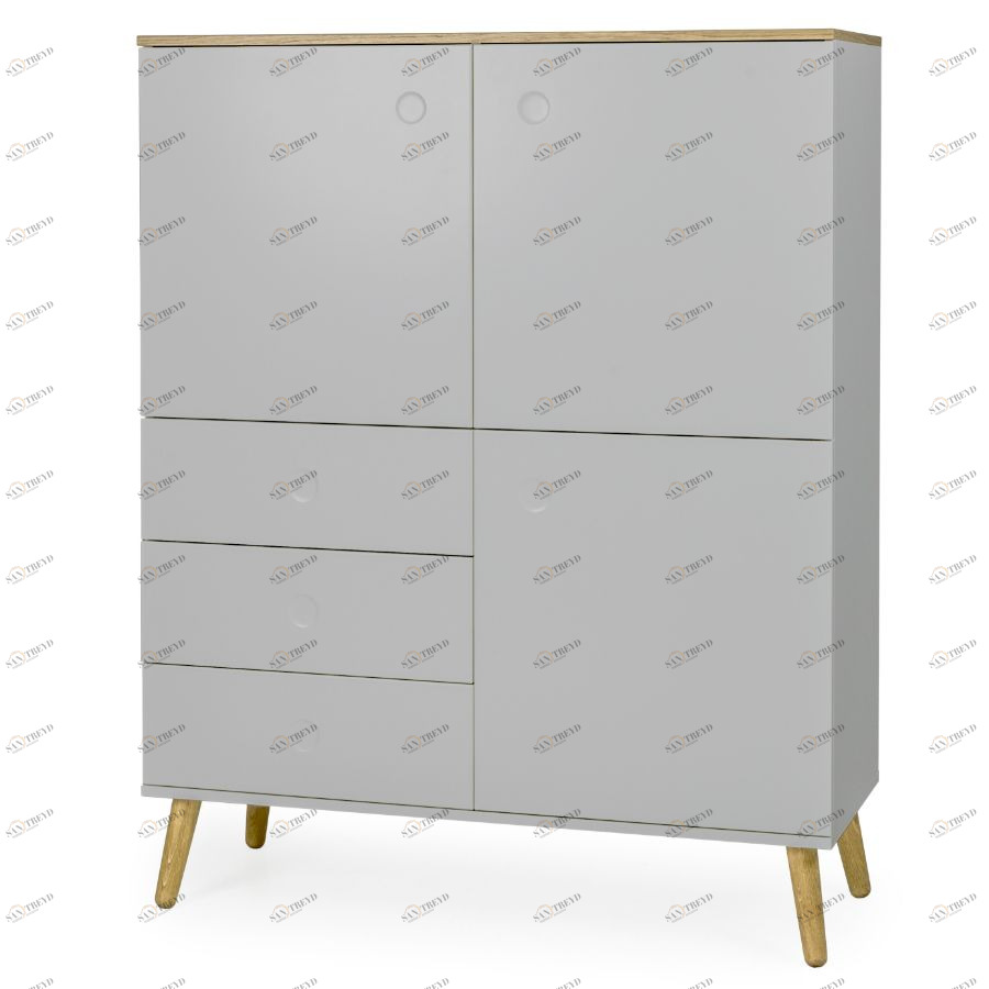 Шкаф Tenzo Dot, 137х109х43 см, дуб, серый 1666612