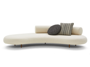 Изогнутый садовый диван из ткани