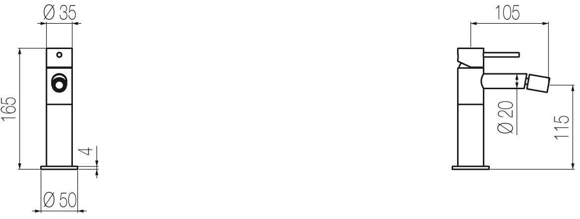 Radomonte Смеситель для биде, однорычажный, из нержавеющей стали Toki Tks4 - Вид №1