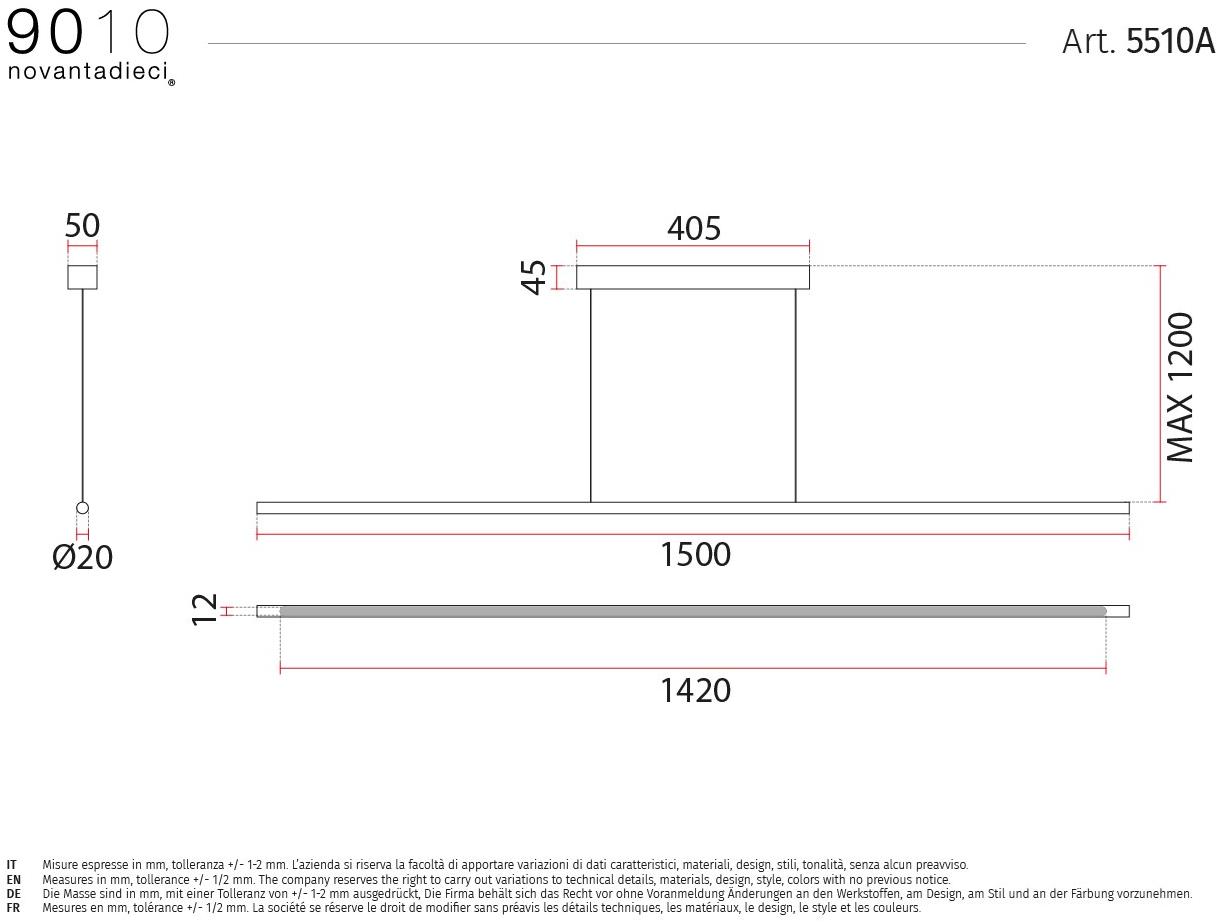 9010 novantadieci Светодиодная подвесная лампа из алюмита®  5510a  - Вид №3