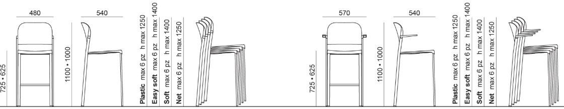 Diemmebi Табурет с подлокотниками из переработанного полипропилена и металла Makeup sun-id-1418240 - Вид №2