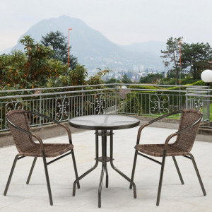 TLH-037BR3/TLH060-D60 Brown 2Pcs Комплект плетеной мебели Асоль-1C TLH-037BR3/TLH060-D60 Brown (2+1) Afina