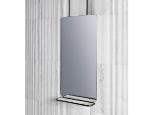 Прямоугольное латунное зеркало для ванной комнаты с полкой