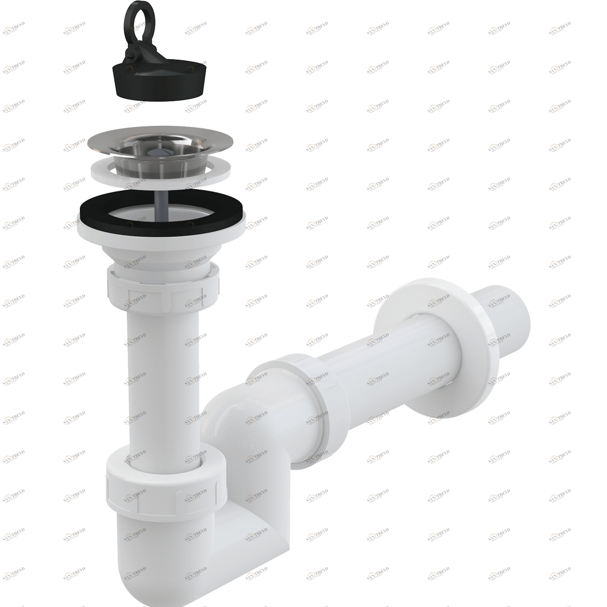 Сифон для умывальника S-образный DN40 с нержавеющей peшeткой DN63 ALCAPLAST A412DN40