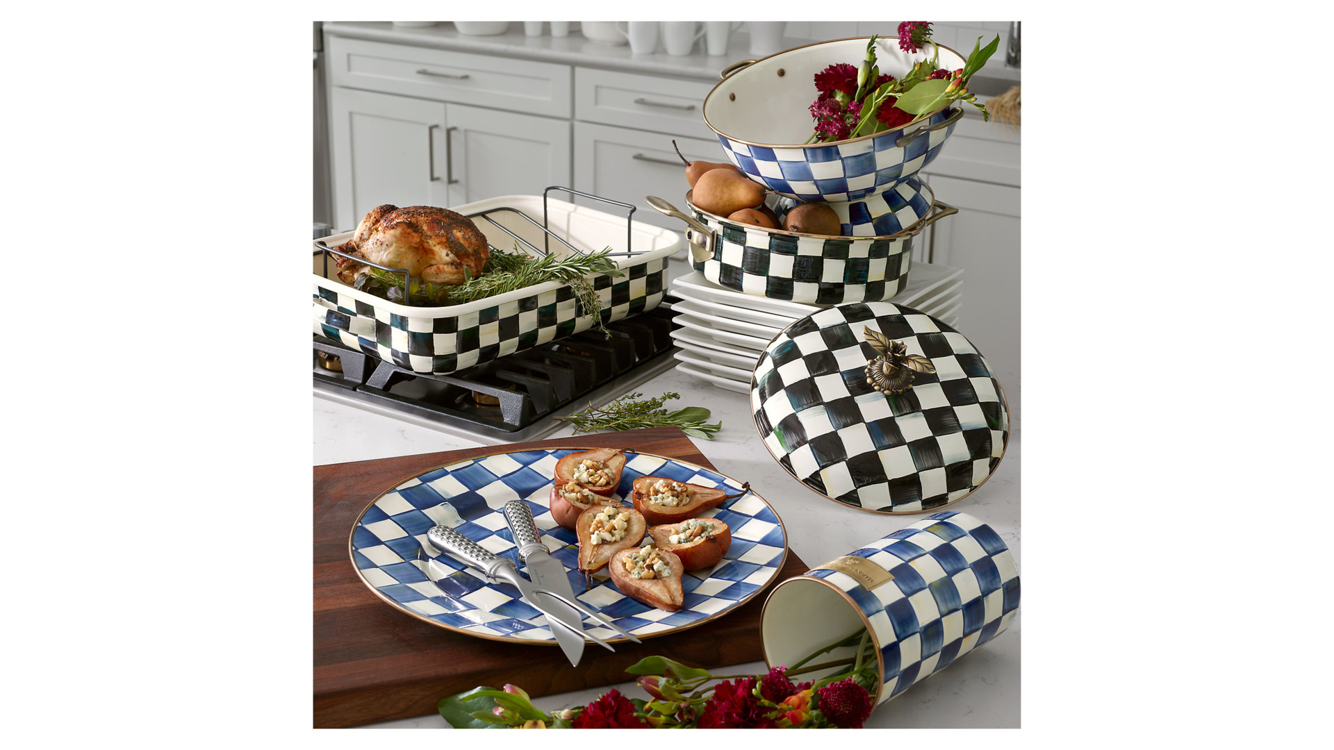 10654421 Mackenzie-Childs Держатель для столовых приборов Courtly Check 13x22 Сталь  - Вид №2