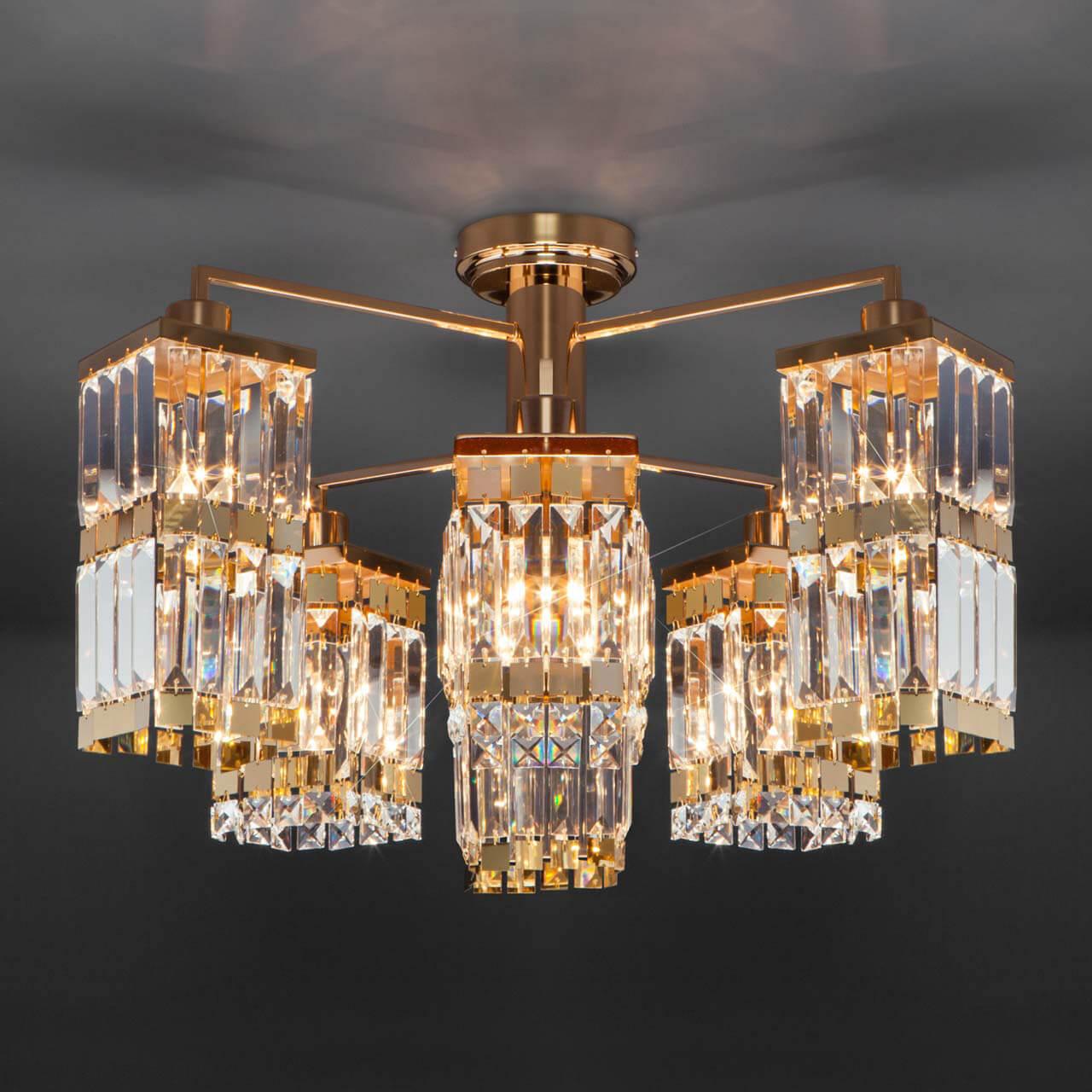 Потолочная люстра Eurosvet Barra 10100/8 золото/прозрачный хрусталь Strotskis EUROSVET ДИЗАЙНЕРСКИЕ, BARRA 00-3888689 Золото;прозрачный  - Вид №1