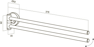 A5532664 Bliss Двойная вешалка-вертушка для полотенец 38 см хром шт AM.PM Bliss L