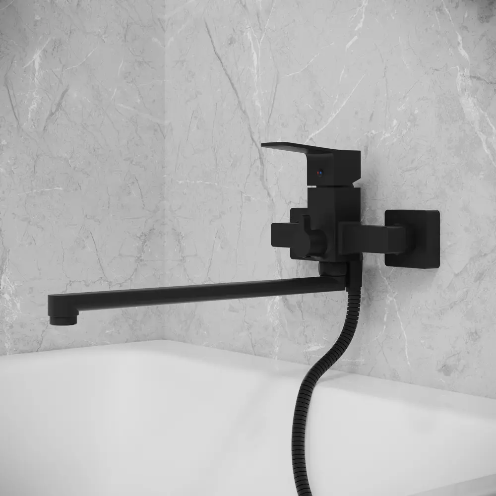 89398606 Смеситель для ванны Iddis BREBL00i10 однорычажный с лейкой и шлангом цвет черный STLM-1569411 - Вид №1