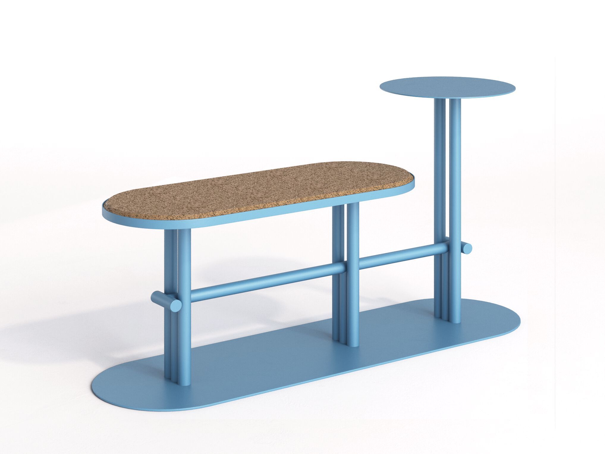 Стальная и пробковая садовая скамейка с журнальным столиком Joyf точка ARCH-00150615