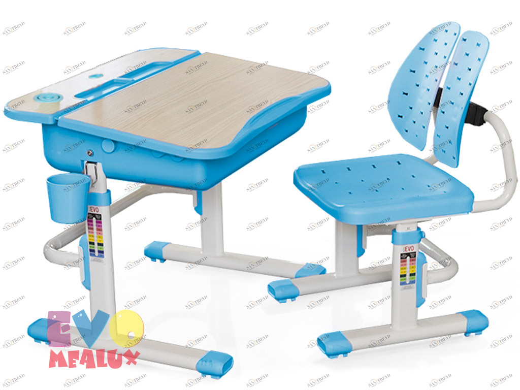 Растущая парта и стул EVO-03 PN клен, голубая MEALUX EVO  261447 Бежевый;голубой Santreyd 