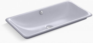 KOHLER Прямоугольная раковина Iron Plains Trough Встраиваемая / устанавливаемая под емкость для ванной комнаты с выкрашенной нижней стороной лавандово-серого цвета K-20212-LG-GRL