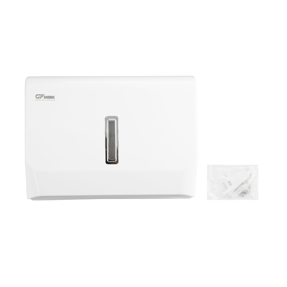 GFmark - Диспенсер для бумажного полотенца, с ключом, БЕЛЫЙ, с ГЛАЗКОМ, пластиковый, прямой. Под Z и V салфетки., код: 921  - Вид №7