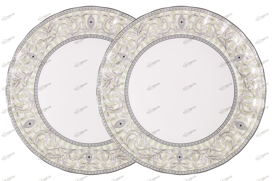 Тарелки обеденные из костяного фарфора 2 шт белые "Жозефина" COLOMBO  00-3973607 Белый;серый 