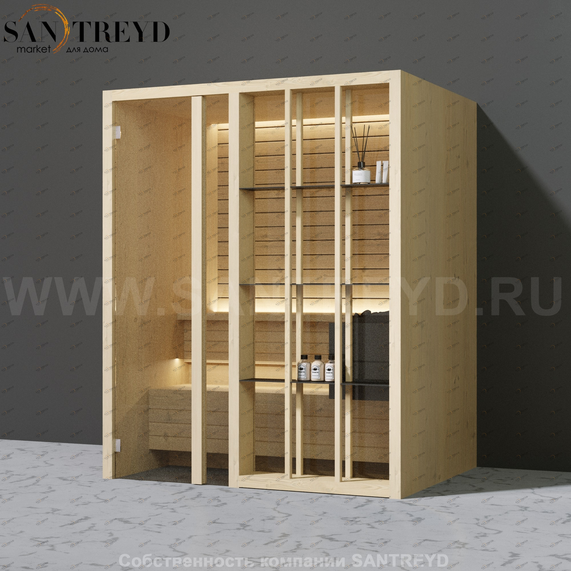 Effegibi YOKU.S45 SA.70100022 Сауна с левой дверью. Мощность: 4,5 кВт макс. Размеры: длина 174 см, ширина 132 см. Отделка: осина термообработанная SA70100022