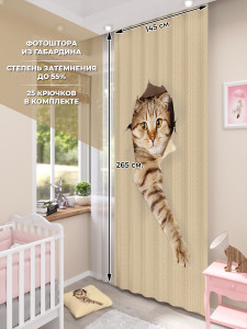 90832992 Фотоштора на шторной ленте Kitty 145x265 см цвет бежевый STLM-0404450 HOMEPICK