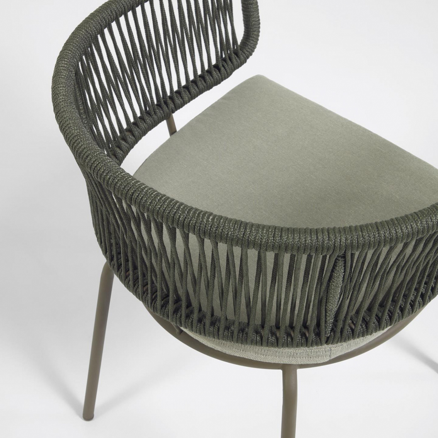 097881 Стул с зеленой веревкой и оцинкованной сталью La Forma Nadin - Вид №2