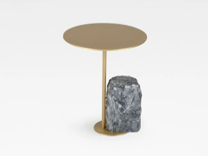 Круглый журнальный столик из латуни и мрамора Порторо