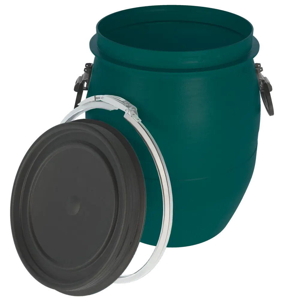 Бочка BEGINIA 48 л зеленая пластиковая с крышкой 89403519 STLM-1572488