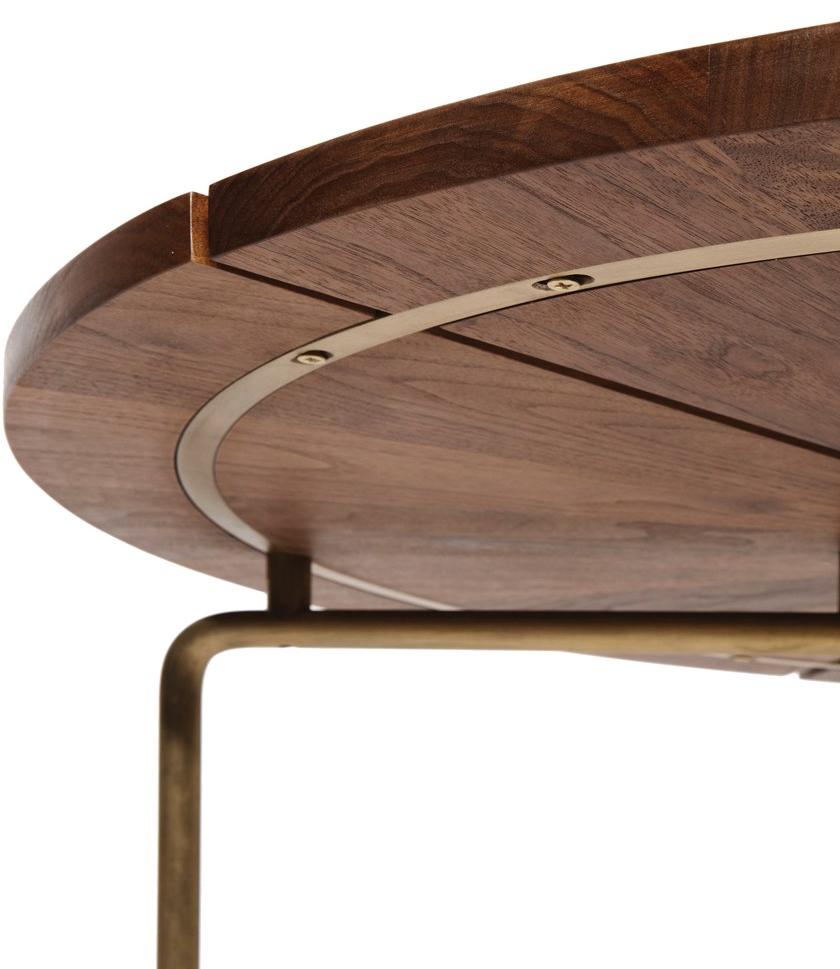 BassamFellows Круглый журнальный столик из нержавеющей стали и дерева Circular Cb-36 / cb-361 - Вид №3