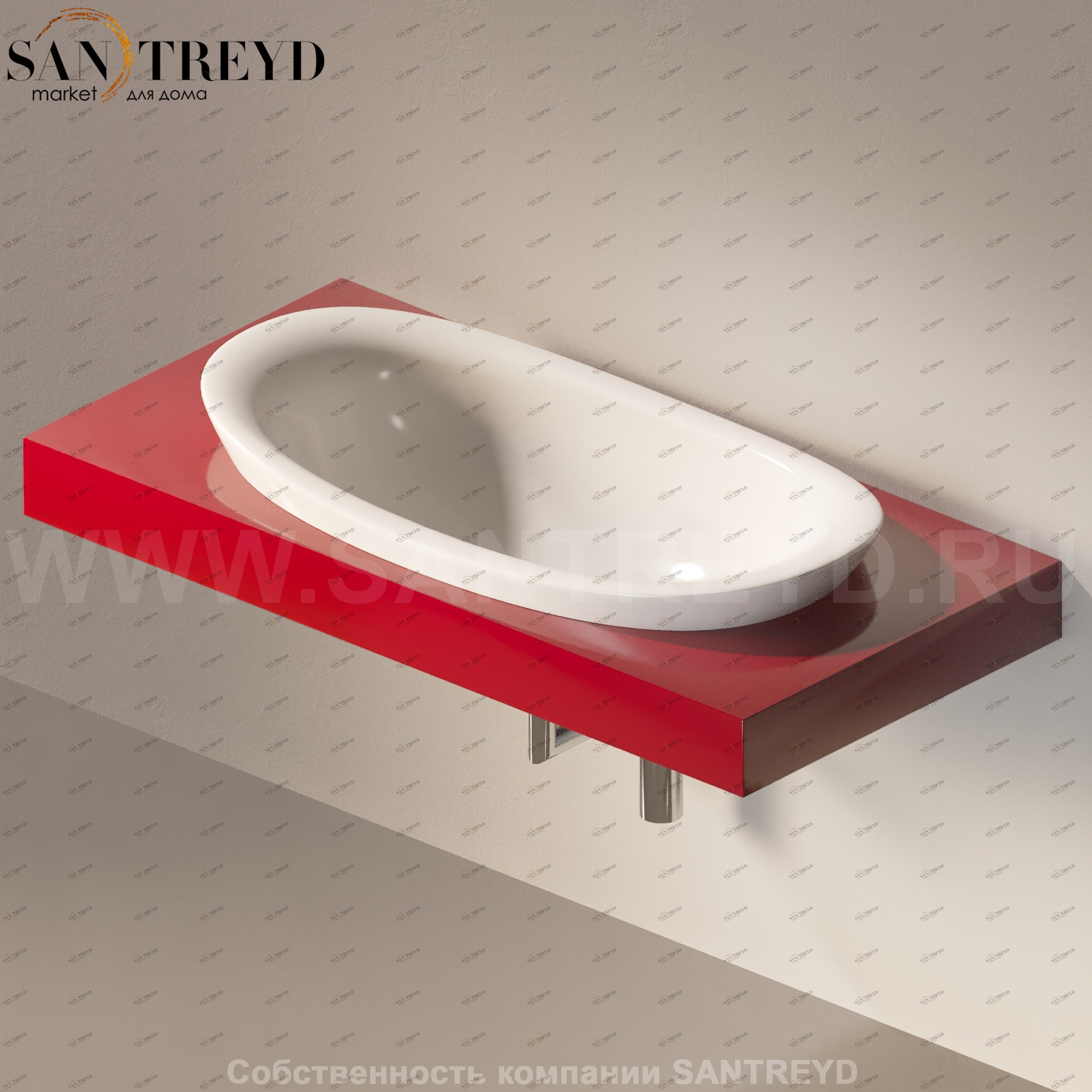 Flaminia IO e SI Столешница с отверстием под раковину красная IO90M1.3011 Ceramica Flaminia IO90M13011