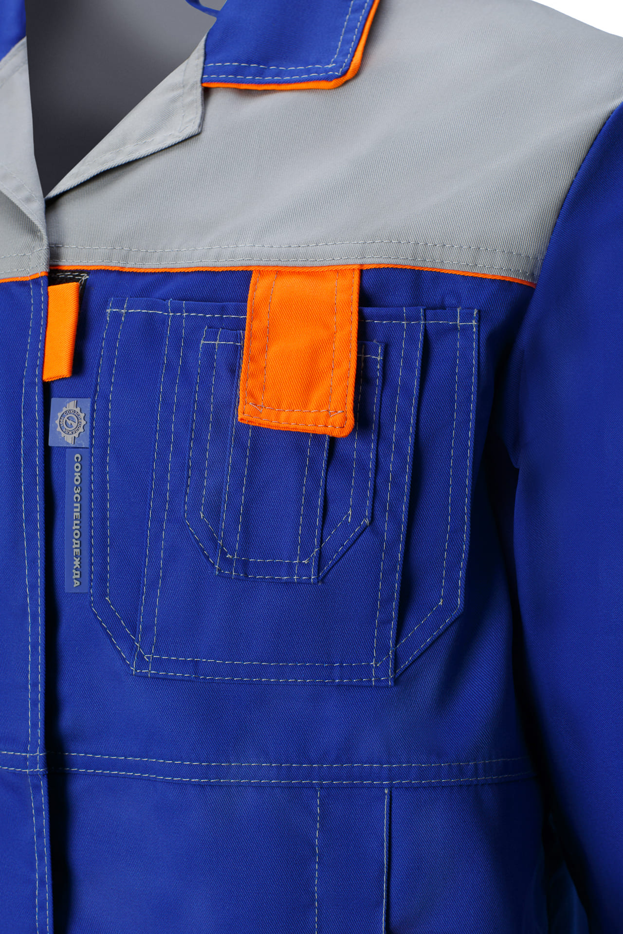 65202 Костюм "Профессионал" женский василек-светло-серый  Летняя спецодежда  размер 60-62/158-164  - Вид №6