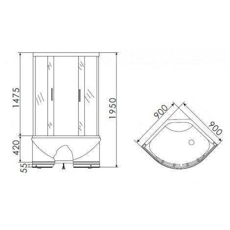 Душевая кабина Erlit ER0509-C3 90х90 низ.мат.ст.хр.проф.  ER0509-C3 1315109 - Вид №1