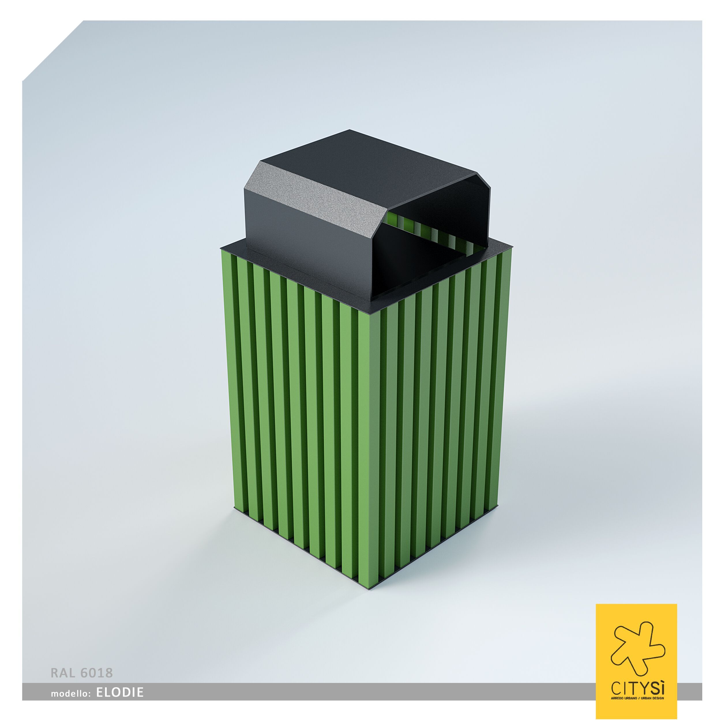 Стальная стойка для мусора с крышкой для наружного использования CITYSì Elodie ARCH-00082255 - Вид №4