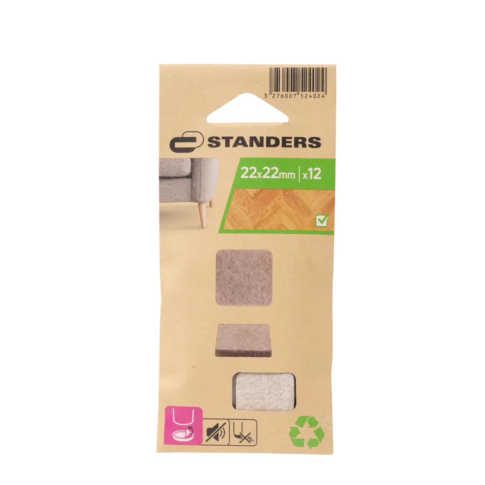 Лист фетра Standers 22x22 мм фетр квадратный 12 шт. цвет бежевый 85066260 STLM-2046555  - Вид №1